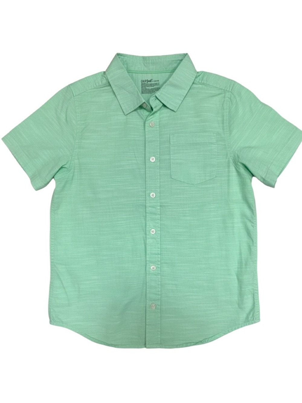 Cat & Jack Boys Green Button Down Shirt Short Sleeve Size M 8 NWT
